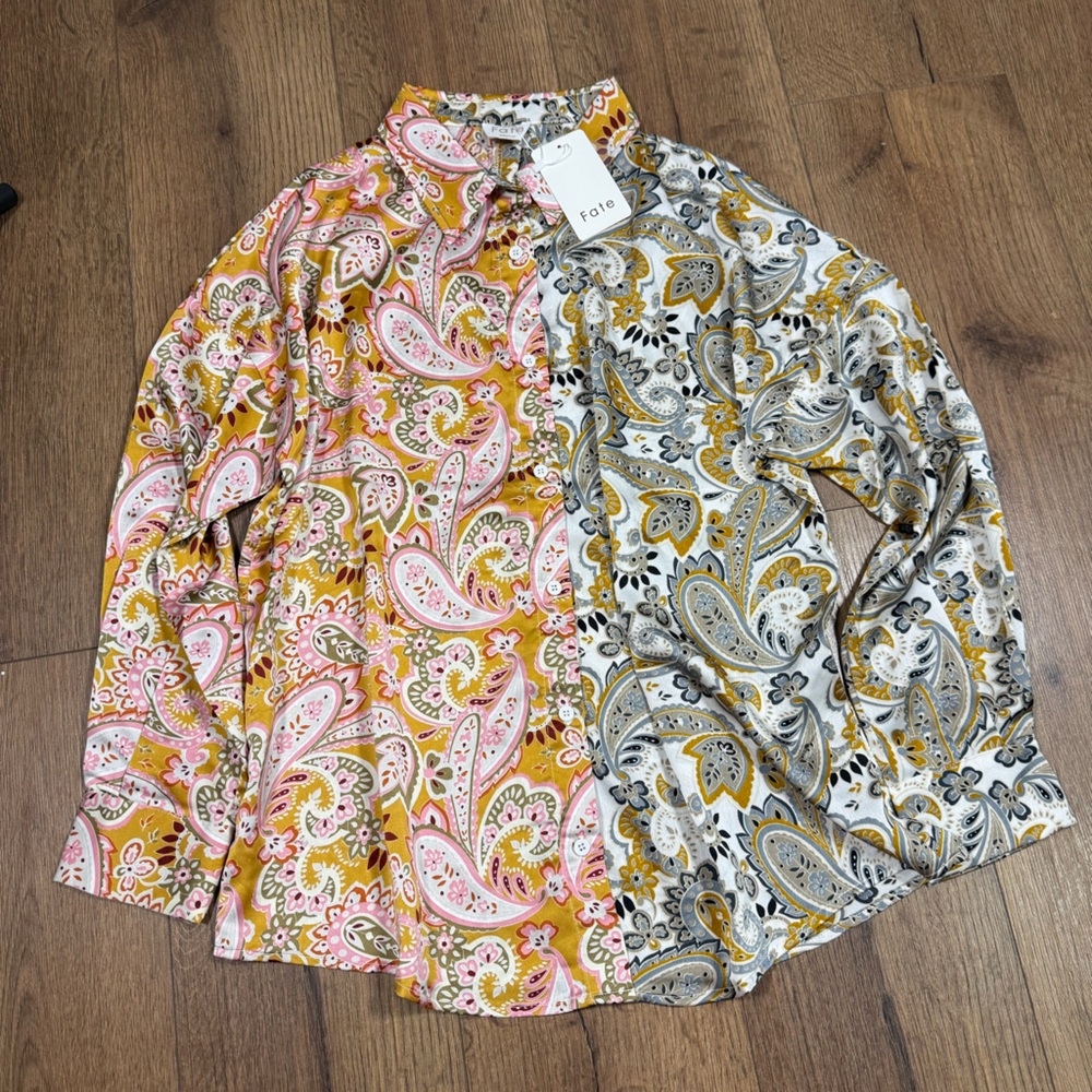 FATE Multicolor button down split‎ NWT - image 1